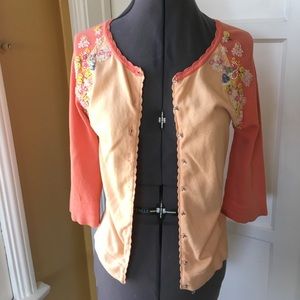 Beaded orange peach cardigan sweater